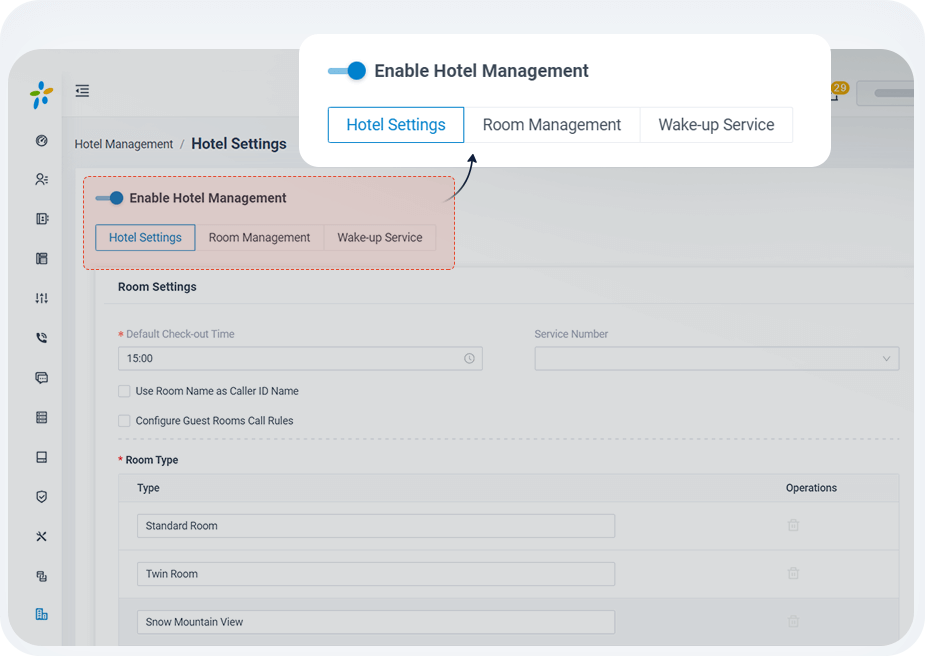 Hotel Settings & Room Management